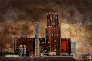 Paisagem industrial austera de Christian Bibeau