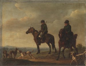 Dois caçadores a cavalo de Christian David Gebauer