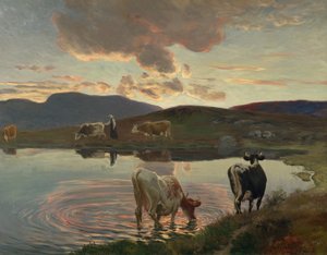 Depois do pôr-do-sol (óleo sobre tela) de Christian Eriksen Skredsvig