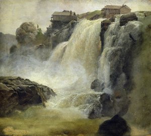 Haugfoss na Noruega, 1827 (óleo sobre papel a bordo)