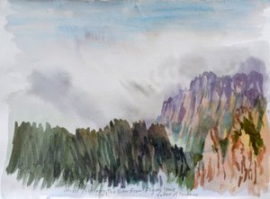 As névoas estão a chegar ao pico do leão, 2015 (aguarela sobre papel)
