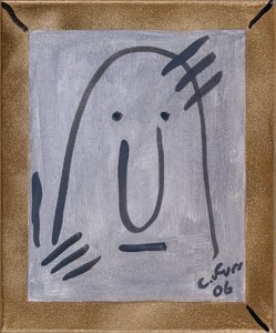 Lembrar-me da minha própria existência II 2006 (óleo e spray dourado sobre tela) de Christian Furr