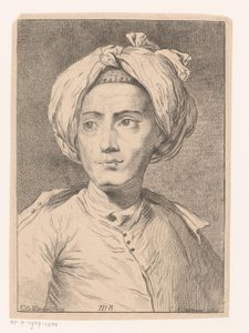 Retrato de um homem, possivelmente um auto-retrato de Christian Gottlieb Werner de Christian Gottlieb Werner (prentmaker)