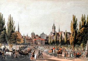 Feira comercial de Leipzig, c.1810-20 (gravura)