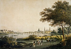 Vista de Dresden do lado sudoeste (gravação a cores)