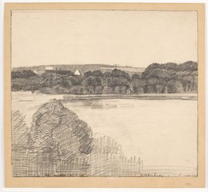 Vista sobre o lago em direção à mansão de Christian Kongstad Petersen