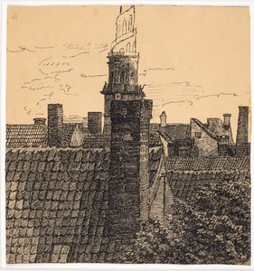 Vista sobre telhados em direção a Frelsers Kirke de Christian Kongstad Petersen