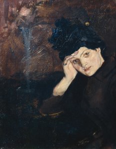 Albertine com um chapéu preto