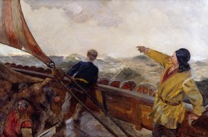 Leiv Eiriksson descobre a América de Christian Krohg