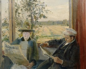 Oda a ler o jornal Verdens Gang de Christian Krohg