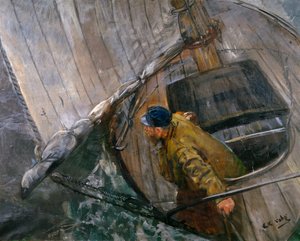 Navegar com velas de recife (pintura) de Christian Krohg