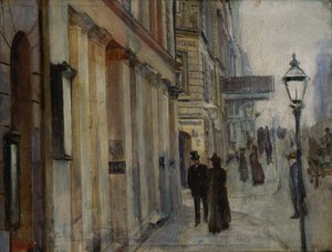 A esquina da rua Karl Johan com a rua Dronningen de Christian Krohg
