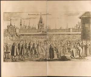 O burro anda no Kremlin de Moscou Ilustração de Travels to the Great Duke of Muscovy et