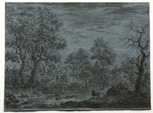 Um pequeno rio em primeiro plano com uma vaca e uma cabra de Christian Ludwig von Hagedorn