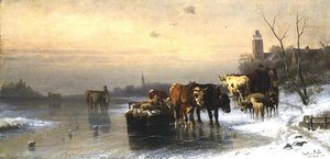 Paisagem de Inverno com Gado
