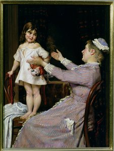 Menina com uma boneca e sua enfermeira, 1896 de Christian Pram Henningsen