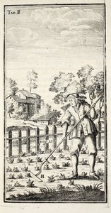 Jardineiro Hoeing, bar. Erfurt na Turíngia, 1753-55 de Christian Reicharts