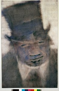 O homem com o chapéu alto Pintura com o guache e lápis por Christian Rohlfs de Christian Rohlfs