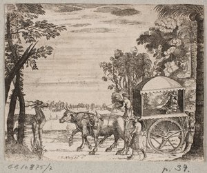 Carro de boi com um viajante europeu