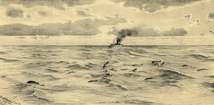 Navio a vapor no Oceano Índico, 1898. de Christian Wilhelm Allers