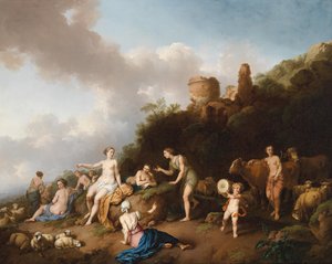 Diana e os seus nimfs de Christian Wilhelm Ernst Dietrich