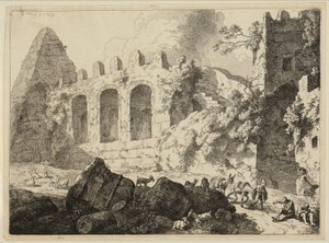 Grande paisagem com uma pirâmide de Christian Wilhelm Ernst Dietrich
