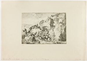 Rebanho vindo através de um arco de rocha de Christian Wilhelm Ernst Dietrich