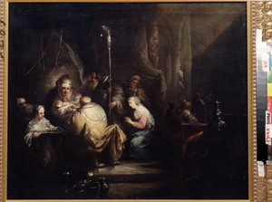 "" A Circuncisão "" (Circuncisão) Pintura de Christian Wilhelm Ernst Dietrich (1712-1774) 1763 Museu Estatal de Arte Tula Rússia de Christian Wilhelm Ernst Dietrich