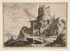 paisagem com torre de Christian Wilhelm Ernst Dietrich