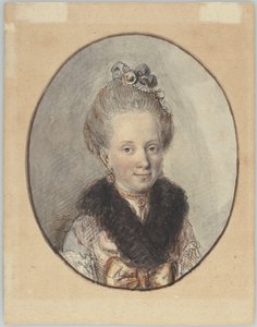 Retrato de uma jovem mulher com gola de pele