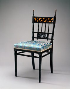 Cadeira lateral, Herter Brothers Company, c.1876-79 (cereja, dourado e estofamento) de Christian and Gustave 1830 98 Herter