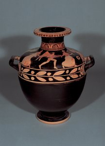 Hidráulica ática de figuras vermelhas representando Boreas perseguindo Oreithyia, 440-430 aC (argila) de Christie Painter attr. to Christie Painter attr. to