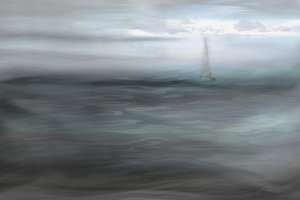 Veleiro no Oceano Envolto em Nevoeiro de Christina Sillen