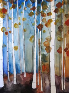Bétulas de outono e céu azul de Christine Lindstrom