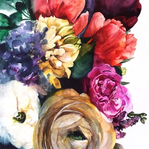 Flores exuberantes em aquarela de Christine Lindstrom