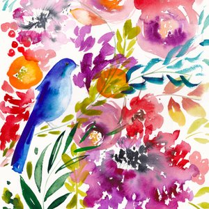 Pássaro com motivos florais vibrantes de Christine Lindstrom