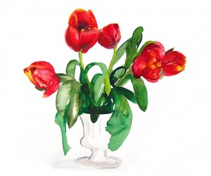 Tulipas vermelhas vibrantes de Christine Lindstrom