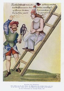 Punição de uma mulher no século XVI (cor litho) de Christof (after) Weiditz