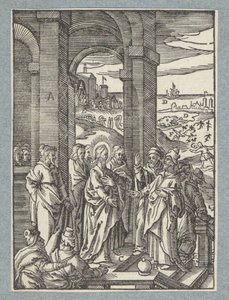 Os fariseus e escribas pedem um sinal de Cristo de Christoffel van Sichem (II)