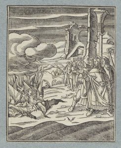 Korach, Datan e Abiram e as suas famílias são engolidos pela terra de Christoffel van Sichem (II)