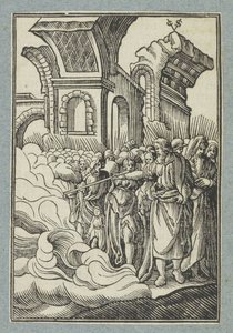 Moisés divide a água com o seu bastão de Christoffel van Sichem (II)