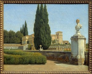 Nos jardins da Villa Albani. Pintura de Christoffer Wilhelm Eckersberg (1783-1853) Ec. Dan. de Christoffer Wilhelm Eckersberg