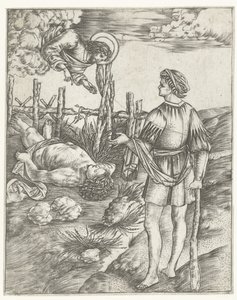 Deus fala a Caim de pé por cadáver de Abel de Christoforo di Michele Robetta