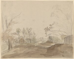Uma estrada através de uma vila rural