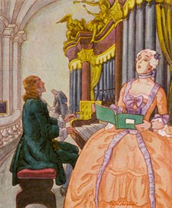 Orgelempore / Galeria de órgãos (litografia a cores)