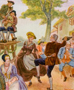 Tanz Unter Der Dorflinde / Dança sob a tília da aldeia (litografia a cores)