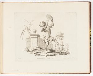 Placa 10, Le Tambour de Basque (O Pandeiro), Travessuras de Macacos ou Diferentes Ações da Vida Humana Representadas por Macacos de Christophe Huet