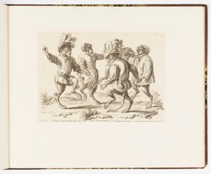 Placa 12, Le Branle (O Branle), Travessuras de Macacos ou Diferentes Ações da Vida Humana Representadas por Macacos de Christophe Huet