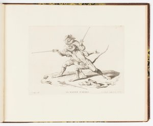 Placa 7, O mestre de armas, palhaçadas de macacos ou diferentes ações da vida humana representadas por macacos de Christophe Huet