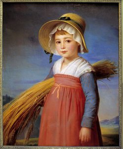 La petite gleaneuse Pintura de Christophe Degeorge (1786-1854) Musee Bargoin do século XIX, Clermont Ferrand (Clermont-Ferrand) de Christophe Thomas Degeorge